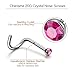 Charisma 10pcs 20G Nose Studs Bone Nose Ring Twist Stainless Steel Crystals Nose Studs Rings Bone Bar Pin Colored Piercing Jewelry, 3.0mm