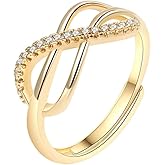 Izpack Dainty Infinity Adjustable Statement Ring for Women Crystal Cubic Zirconia Celtic Knot Stacking Open Finger Bands Promise Eternity Rings Fashion Jewelry Gifts