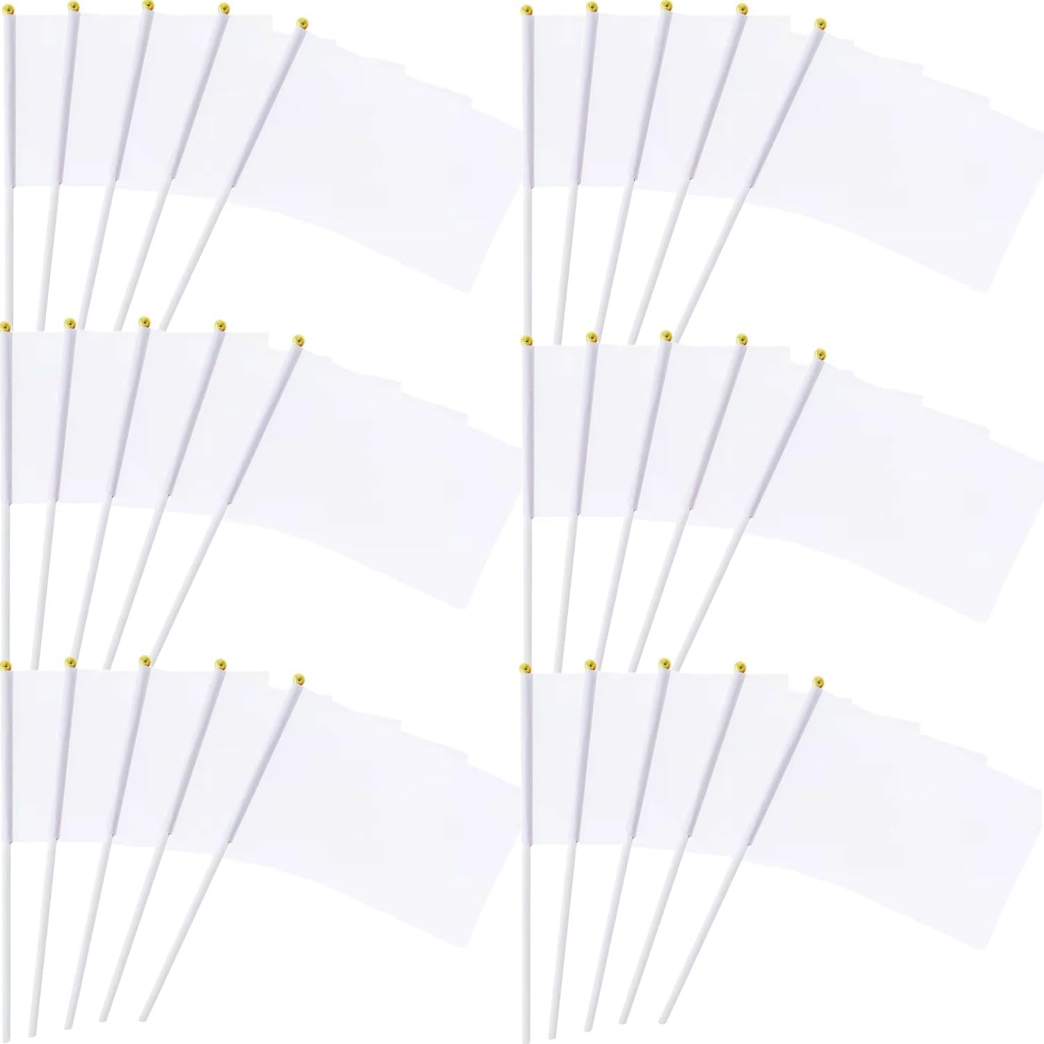 30 Pack DIY Hand Waving Flags and Banners Pennant Decoration for Game Parade Sport Events, Festival Party Handheld Flags with Plastic Stick 14 * 21cm with Gold Ball — image 1