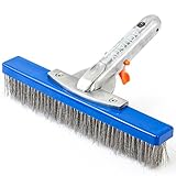 Aquatix Pro Heavy Duty Pool Brush, Durable 10" Swimming Pool Cleaner Brush Best for Tackling Stubborn Stains, Aluminium Handle & Stainless Steel Bristles, Suitable for Concrete & Gunite Pools.