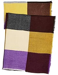 Chal de bufanda de manta acrílica de rejilla amarilla morada Under Zero para mujer