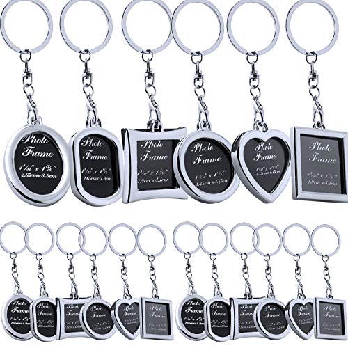 trounistro 18 Pack Photo Frame Keychain Blank Picture Frame Key Rings DIY Photos Keyring Pack for Valentine's Day, Birthday, Father's Day, Mother Day, Graduate, Wedding Gifts, 6 Styles