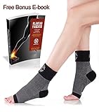 Compression Foot Sleeves, Best Pair of Black Socks for Men & Women, Relieve Pain of Muscle Cramps & Swelling Ankle, Heel Arch Support Brace, 100% Money Back Guarantee + Free E-Journal