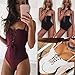 Vanvler Women's Fashion Strap Bandage Leotard Top Bodysuit Ladies Lace Up Plunge Playsuit (M, Red)