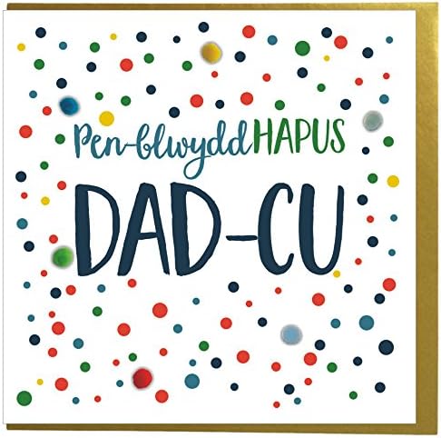 Claire Giles Greeting Cards, Welsh Happy Birthday Grandpa Card, Penblwydd Hapus Dad-cu, Dots Design Birthday Greeting Card - Image 3