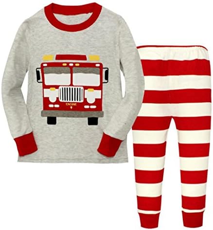 Dreamaxhp Bus Little Boys Long Sleeve Sleepwear 100% Cotton DRG7404 (T4, gray)