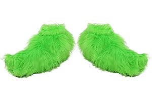 Varuotu Green Big Monster Gloves Furry Hands Monster Shoe Covers Santa Hat Christmas Costume Prop Halloween Accessories Gifts