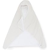 Little Unicorn Hooded Bath Towel | Absorbent Cotton & Terry Blend | Larger Size for Baby & Toddlers, 1-6 Years (Tan Gingham)