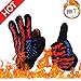 Heat Resistant Gloves, for Temperatures Up To 999°F, Hand Protection For Cooking, Baking, Fireplace, Smoker, Grilling & Barbecue, Fire Proof Kitchen Gloves For Handling BBQ, Pots & Pans (Black-red)