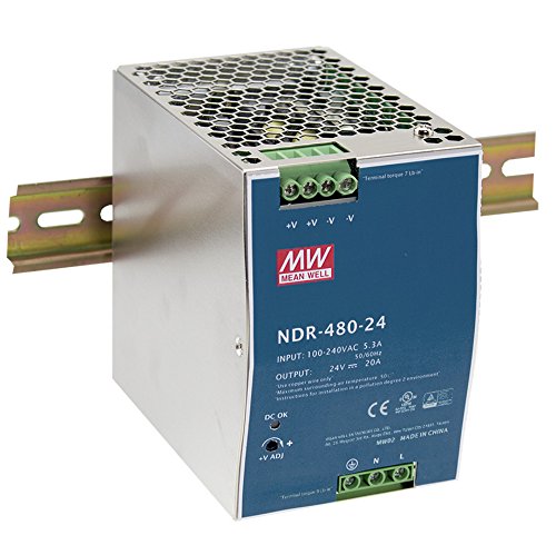 MEAN WELL NDR-480-24 NDR-480 Series 480 W Single Output 24 V PFC DIN Rail Power Supply - 1 item(s)