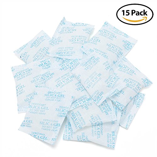 Silica Gel Desiccant Packets, 20 Gram, Pack of 15, Safe Odorless Non-toxic Moisture Absorbing Drying Bulk