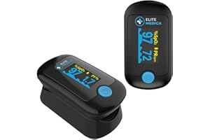 Elite Medica Premium Fingertip Pulse Oximeter, Health Canada Authorized Medical Device, Digital SpO2 Blood Oxygen Saturation 