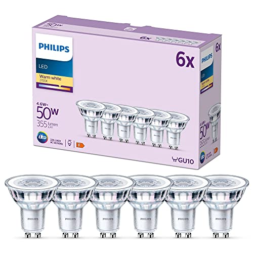 Philips LED Faretto, Luce Bianca Calda, 50W, GU10, 6 pezzi