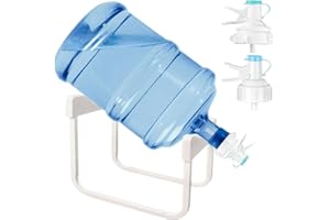 Metal 5 Gallon Water Jug Stand Dispenser with 2.15 Inch Dustproof Valve Non-Slip Drinking Water Cooler Rack with Two Reusable