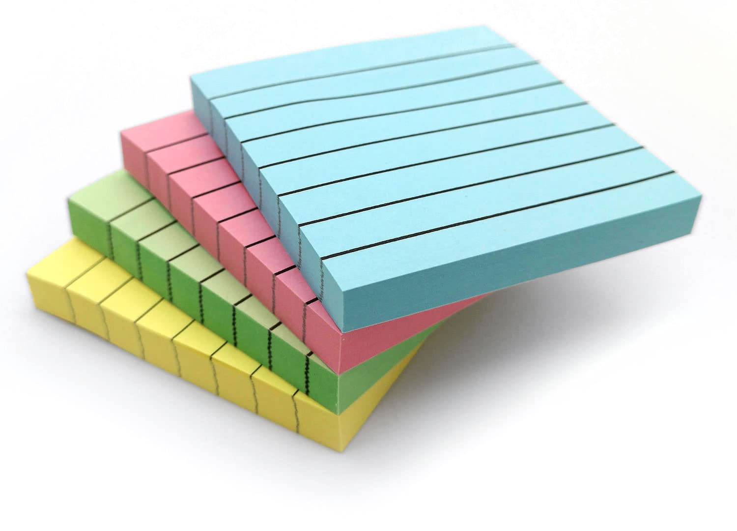 Evergreen Goods Pastel Sticky Notes Lined Sticky Notes for to Do Lists & Revision Supplies Self-Adhesive Memo Pads for Office, School, Meeting (4 Pads, Pastel 3" x 3")