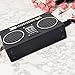 Rebecca Women Retro Radio Shape Crossbody Bag PU Leather Vintage Top Handle Handbag Purse (Black)