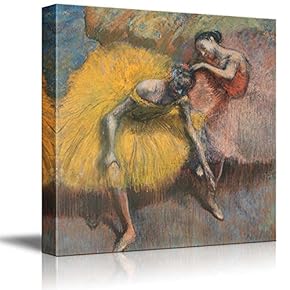 "Deux danseuses jaunes etroses by Edgar Degas - Canvas Art Home Art - 12x12 inches