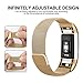 iGK Milanese Replacement Bands Compatible for Fitbit Charge 2, Stainless Steel Metal Bracelet with Unique Magnet Clasp Gold Small