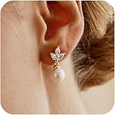 SELSHE SELSHE Dangle Earrings for Women, 14k Gold Plated Pearl Drop Earring Dainty Gold Earrings for Women Trendy Cute Prom Bridal Earring Long Wedding Pearl Earring Formal Jewelry