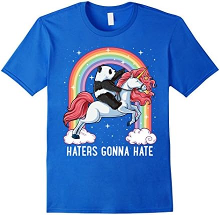 Mens Panda Riding Unicorn T Shirt Haters Gonna Hate Rainbow Gifts Medium Royal Blue