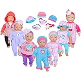 ebuddy 7sets Doll Playtime Outfits Clothes Hat Headband for 10-inch Baby Dolls /12-inch Alive Baby Dolls New Born Baby Dolls