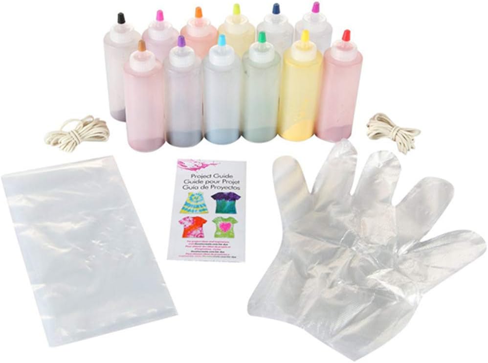 12 Colors One Step Tie-Dye Kit, Tie Dye Kit, Shirt Fabric Tye Dye Kits with Rubber Bands, for Family Friends Party DIY Supplies