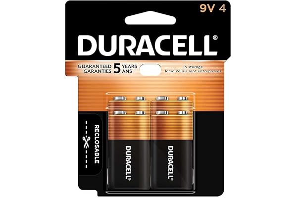 Duracell Coppertop 9V Battery, 4 Count (Pack of 1), Long-lasting All-Purpose Alkaline 9V Batteries for Household and Office D