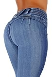 Style K064– Colombian Design, High Waist, Butt Lift, Levanta Cola, Skinny Jeans in Washed Blue Size 7