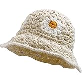 HCBLWY Crochet Bucket Hat Handmade Foldable Cap Knit Fisherman Caps Travel Knitted Hats for Women