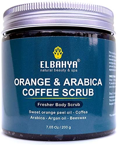 Sweet Orange & Arabica Coffee Fresher Body Scrub. Ultra Hydrating and Moisturizing with Sweet Orange Peel Oil, Coffea Arabica, Argan oil & Beeswax