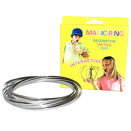 El-fmly Flow Ring Original Kinetic Spring Toy Interactive 3D Ring Game Toy for Kids Boys And Girl, Rave Accessories, Festival Accessories by El-fmly (5 Inches Sliver Flow Ring for Adult)