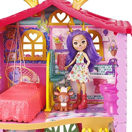 Casa de Veados 2.0 com Boneca Danessa Deer com Casa de Brinquedos, Animais de Estimação e Acessórios, Presente para raparigas e rapazes +4 anos (Mattel HFC41)
