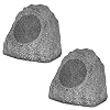 Theater Solutions 2R8G Outdoor Granite 8″ Rock 2 Speaker Set for Deck Pool Spa Yard Garden, Granite Grey