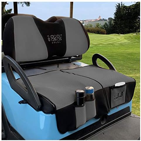 10L0L Golf Cart Seat Cover Blanket Sets with Storage Bags Fit for Club Car DS Precedent & Yamaha, Warm Bench Seat Blanket + Back-up Cover Washable Polyester Mesh Cloth Gray Black Red – Large