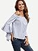 SheIn Women's Striped Off The Shoulder Ruffle Sleeve Blouse - Blue Large