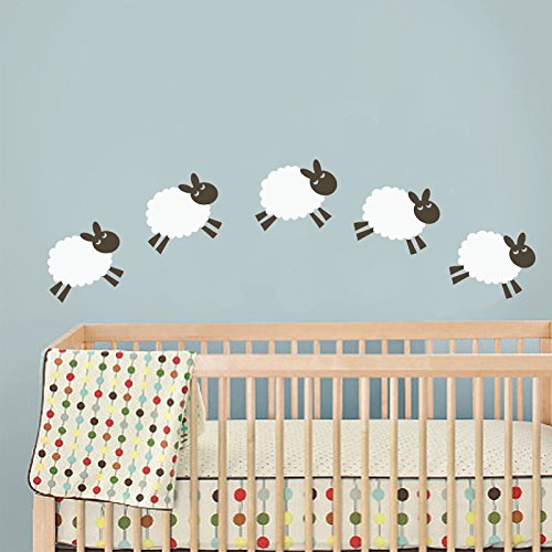 Sheep Wall Decal Baby Room Wall Sticker Nursery Wall Decor Play Room Wall Decal Wall Mural Wall Graphic Home Art Decor 1(head and foot:Dark Brown;body:White)