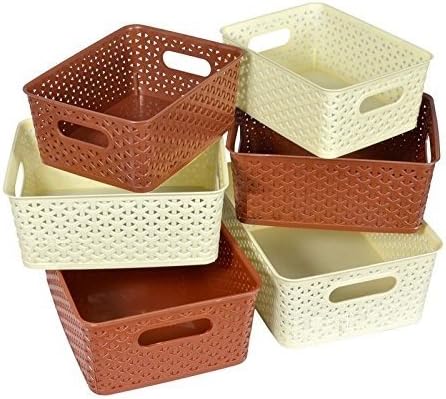 FAIR FOOD NAOE - Royal Baskets for Storage - Brown & Ivory, Set of 6 (3 Large, 3 Medium and 3 Small)