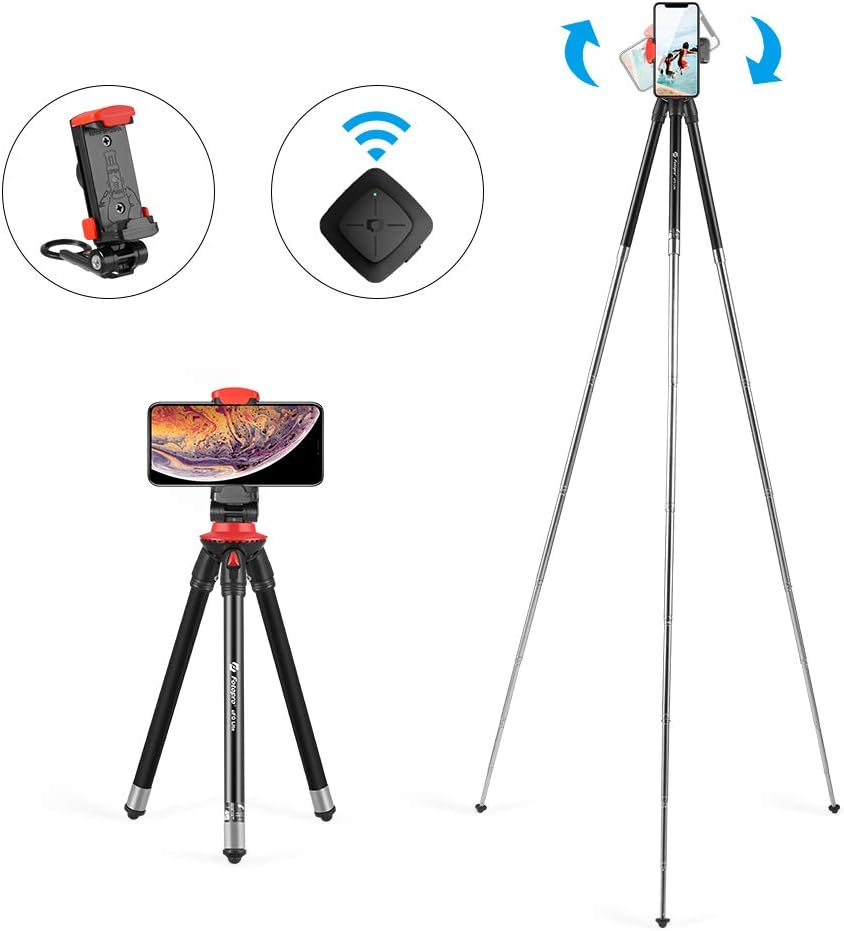 Lightweight Phone Tripod, Fotopro 39.5 inch Travel Aluminum Compact Tripods for Smartphone