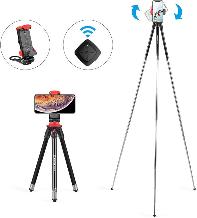 Lightweight Phone Tripod, Fotopro 39.5 inch Travel Aluminum Compact
