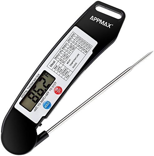 Cooking Thermometer,Appmax Digital Instant Read Thermometer for Cooking Food and BBQ,Meat Electronic Food Thermometer with Collapsible Internal Probe for Grill Cooking Kitchen Candy Water Sugar