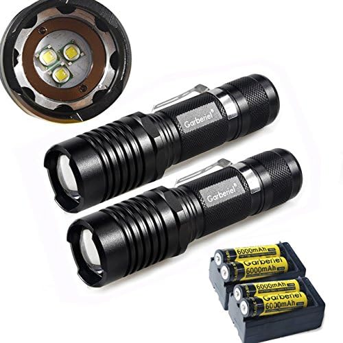 FlashDealer Waterproof Flashlight 5 Modes 4000 Lumens LED Flashlight 3xT6 Flashlight + 18650 Rechargeable Battery + Dual Charger