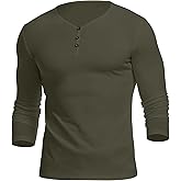 KUYIGO Men's Henley Shirts Short Long Sleeve Casual Summer Slim Fit Cotton Shirt