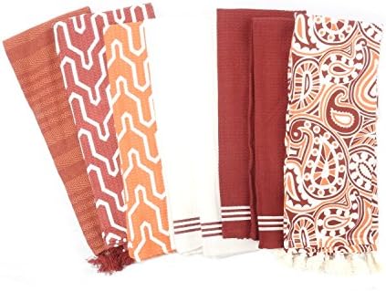 Rachael Ray Cucina (8 Pack) Kitchen Towel Set, Beige/Orange/Red/Multi-Colors