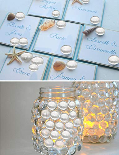 Joyclub Clear Flat Marbles, Pebbles, Glass Gems for Vase Fillers, Party Table Scatter, Wedding, Decoration, Aquarium Decor, Crystal Rocks, 1 lbs (Approx 100 pcs) - Thumbnail 5