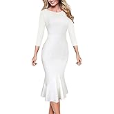 VFSHOW Womens Vintage Elegant Cocktail Party Bodycon Pencil Mermaid Midi Mid-Calf Dress