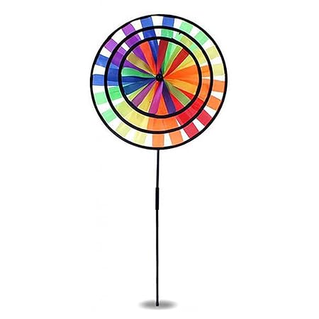 AmWISH Colorful Windmill 3 Circles Whirligig Wheel Cute Lawn Yard Festival Decor Kid Outdoor Toy