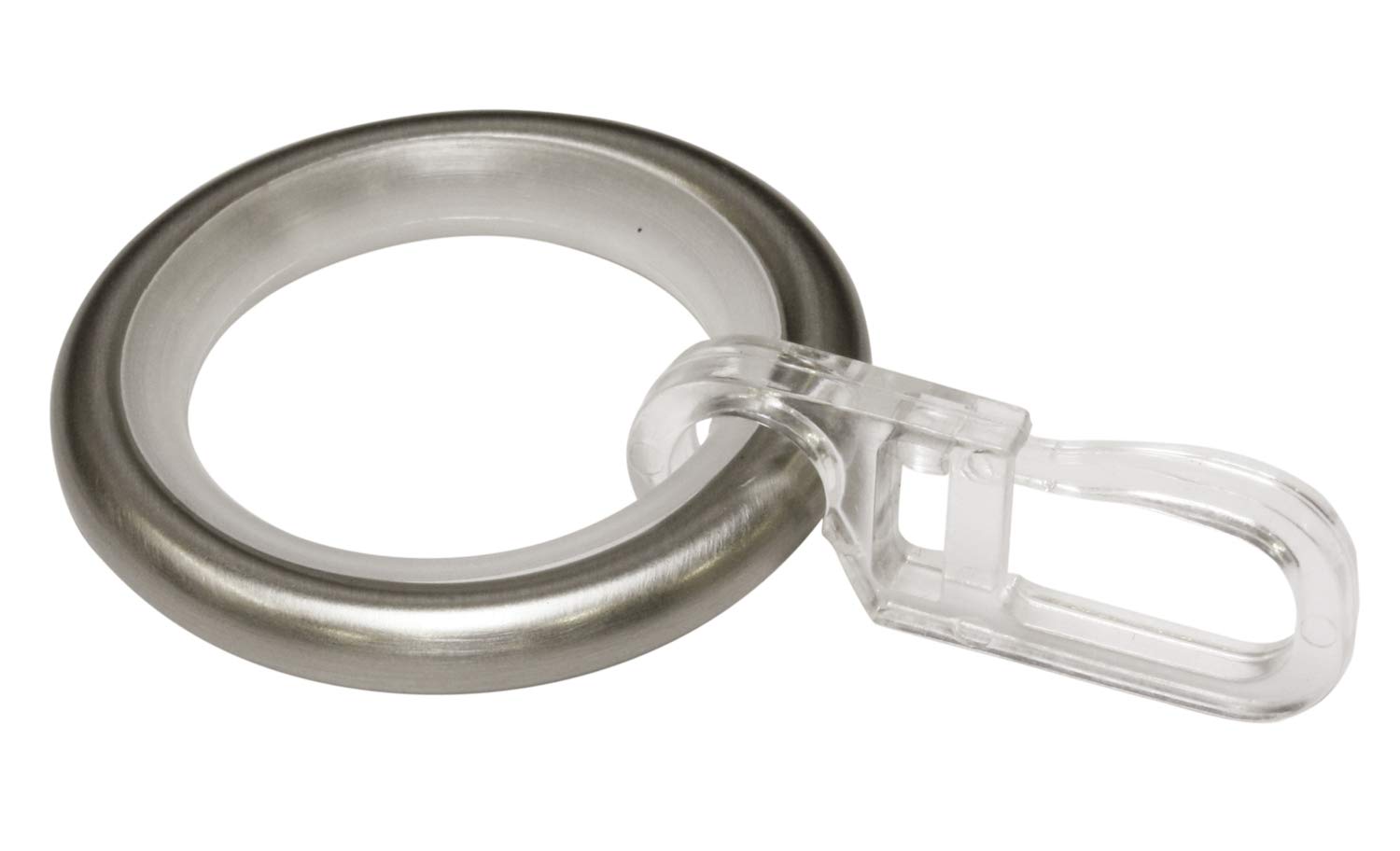 Gardinia 30095 Curtain Rings with Sliding Insert and Folding Hooks Metal for Diameter 16 mm Stainless Steel Look Pack of 10
