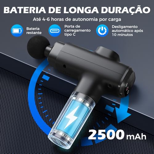 Massageador Muscular YARUIKE | Alívio Profundo para Costas e Pernas | 8 Cabeças Terapêuticas e 30 Velocidades | Motor Silencioso 35dB para Uso em Casa, Escritório e Pós-Treino | Design Ergonômico para Uso Diário