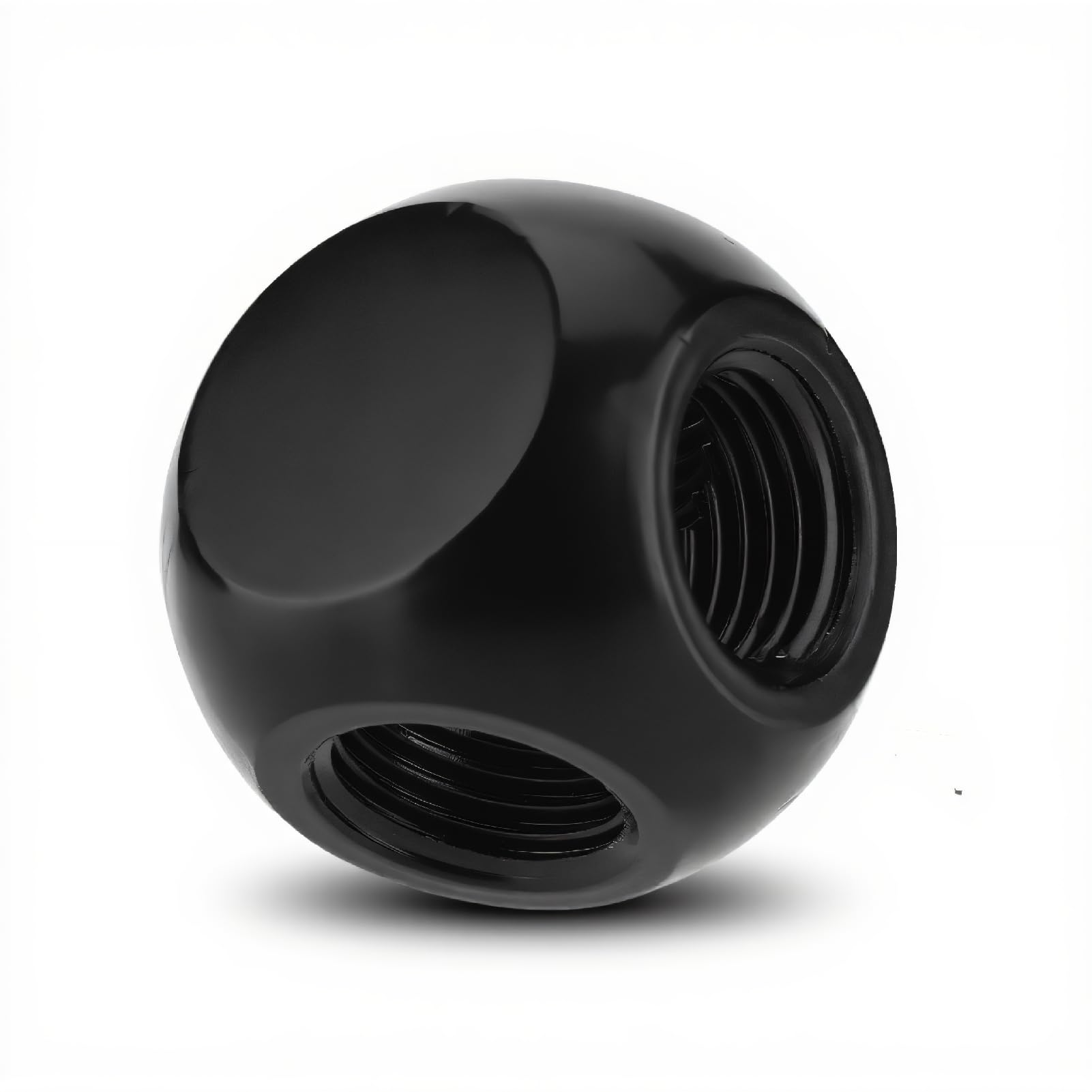 Richer-R G1/4" Tube 4 Ways Fitting Connector, G1/4" Metal Spherical Tube 4 Ways Fitting Connector Made of Brass, and Durable for PC Water Cooling (Black)