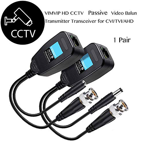 Feefine 1 Pair Passive Video Balun BNC to RJ45 Adapter with Power (Upgraded Solution) Full-HD 1080P-5MP Surveillance Security Camera Video Transceiver Cat5e/Cat6 Ethernet Cable to BNC Connector